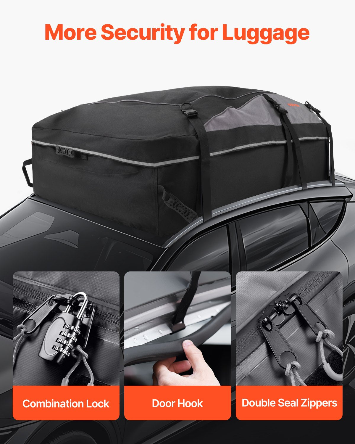 Car Rooftop Cargo Carrier Bag, 21 Cubic Feet Cargo Carrier for Car Roof, 100% Waterproof 900D Oxford Cloth Roof Luggage Bag for All Vehicle with/without Rack- with Lock, Non-Slip Mat, Door Hooks - Image 6