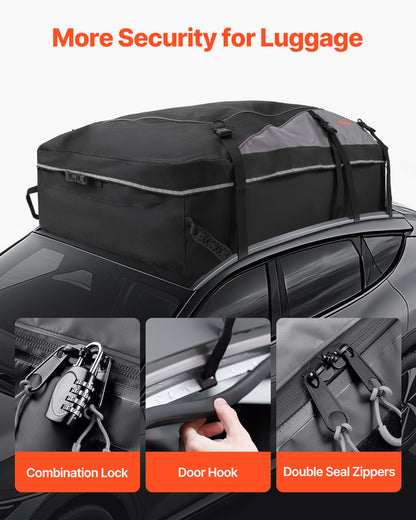 Car Rooftop Cargo Carrier Bag, 21 Cubic Feet Cargo Carrier for Car Roof, 100% Waterproof 900D Oxford Cloth Roof Luggage Bag for All Vehicle with/without Rack- with Lock, Non-Slip Mat, Door Hooks - Image 6