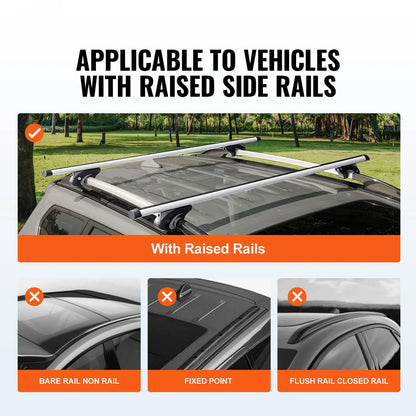 Roof Rack Cross Bars, Aluminum Roof Rack Crossbars, Fit Raised Side Rail with Gap, 90 kg Load Capacity, Adjustable Crossbars with Locks, for SUVs, Sedans, and Vans - Image 2