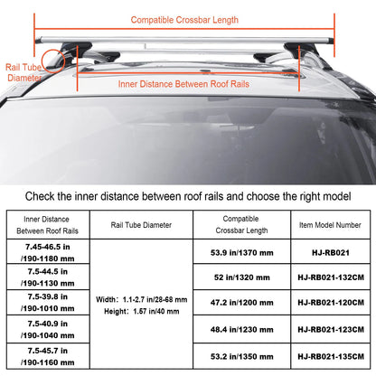 Roof Rack Cross Bars, Aluminum Roof Rack Crossbars, Fit Raised Side Rail with Gap, 90 kg Load Capacity, Adjustable Crossbars with Locks, for SUVs, Sedans, and Vans - Image 3