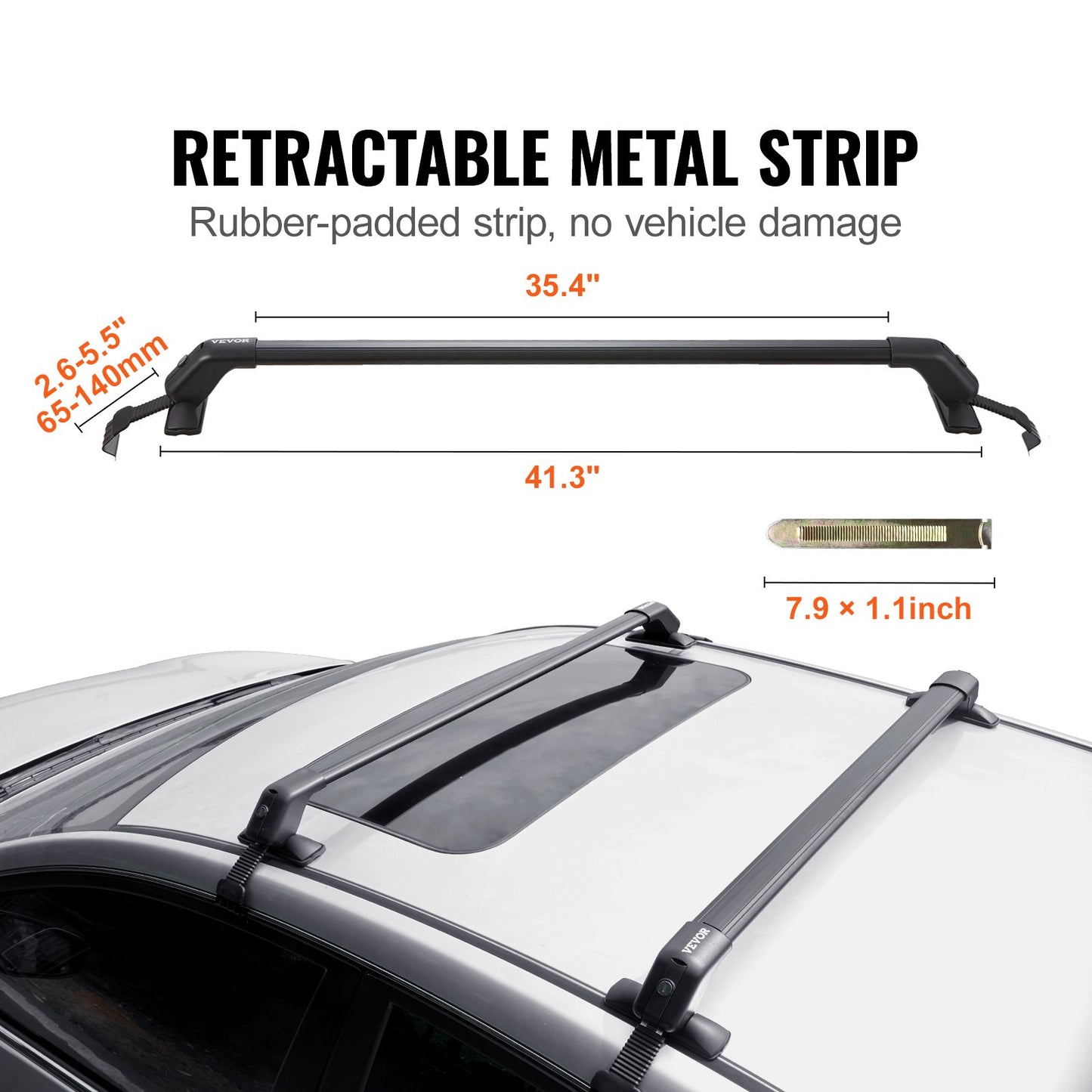 Universal Roof Rack Crossbar for Naked Roof Vehicle Aluminum with Lock - Image 3