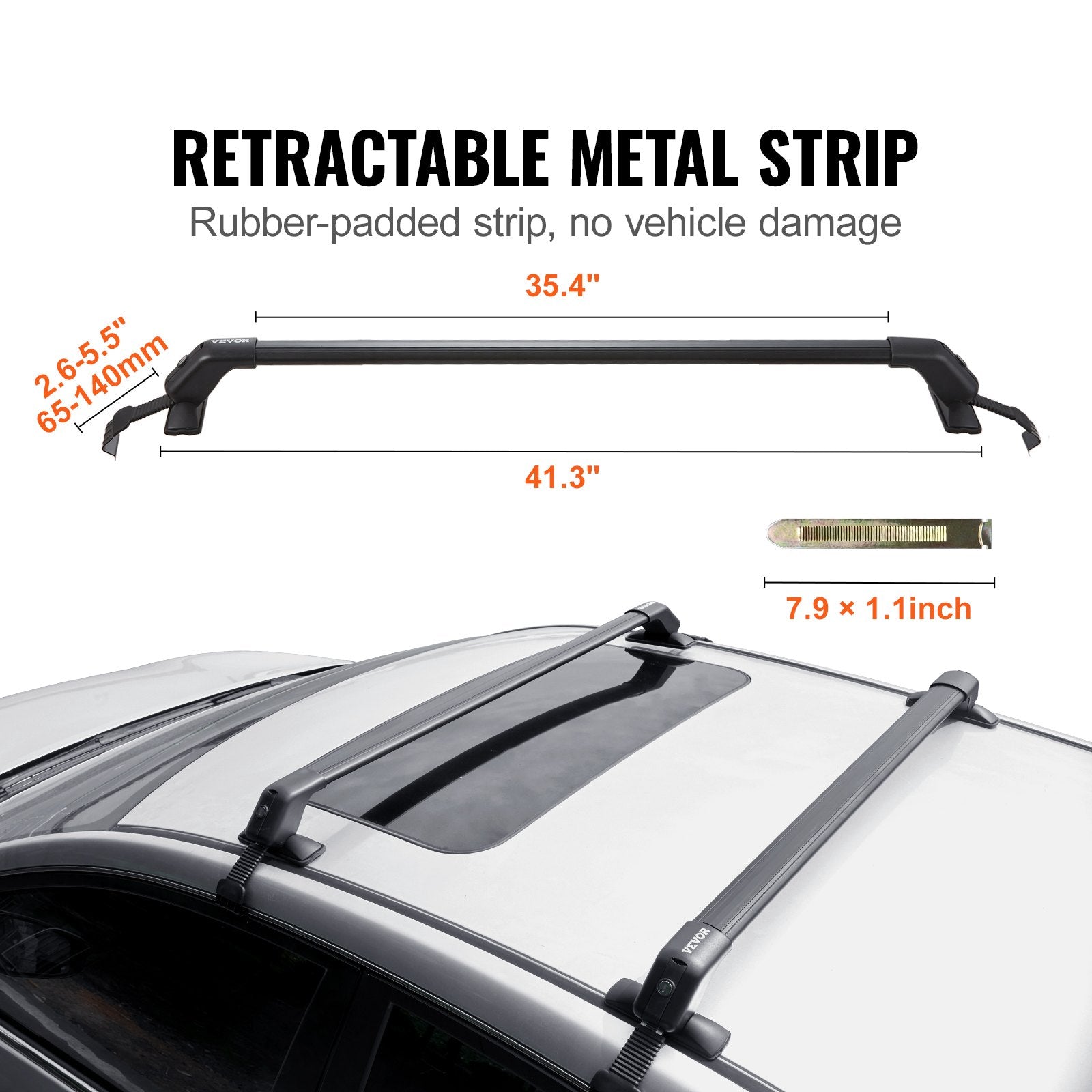 Universal Roof Rack Crossbar for Naked Roof Vehicle Aluminum with Lock - Image 3