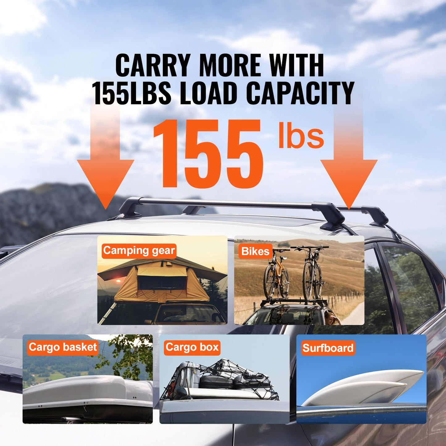 Universal Roof Rack Crossbar for Naked Roof Vehicle Aluminum with Lock - Image 4