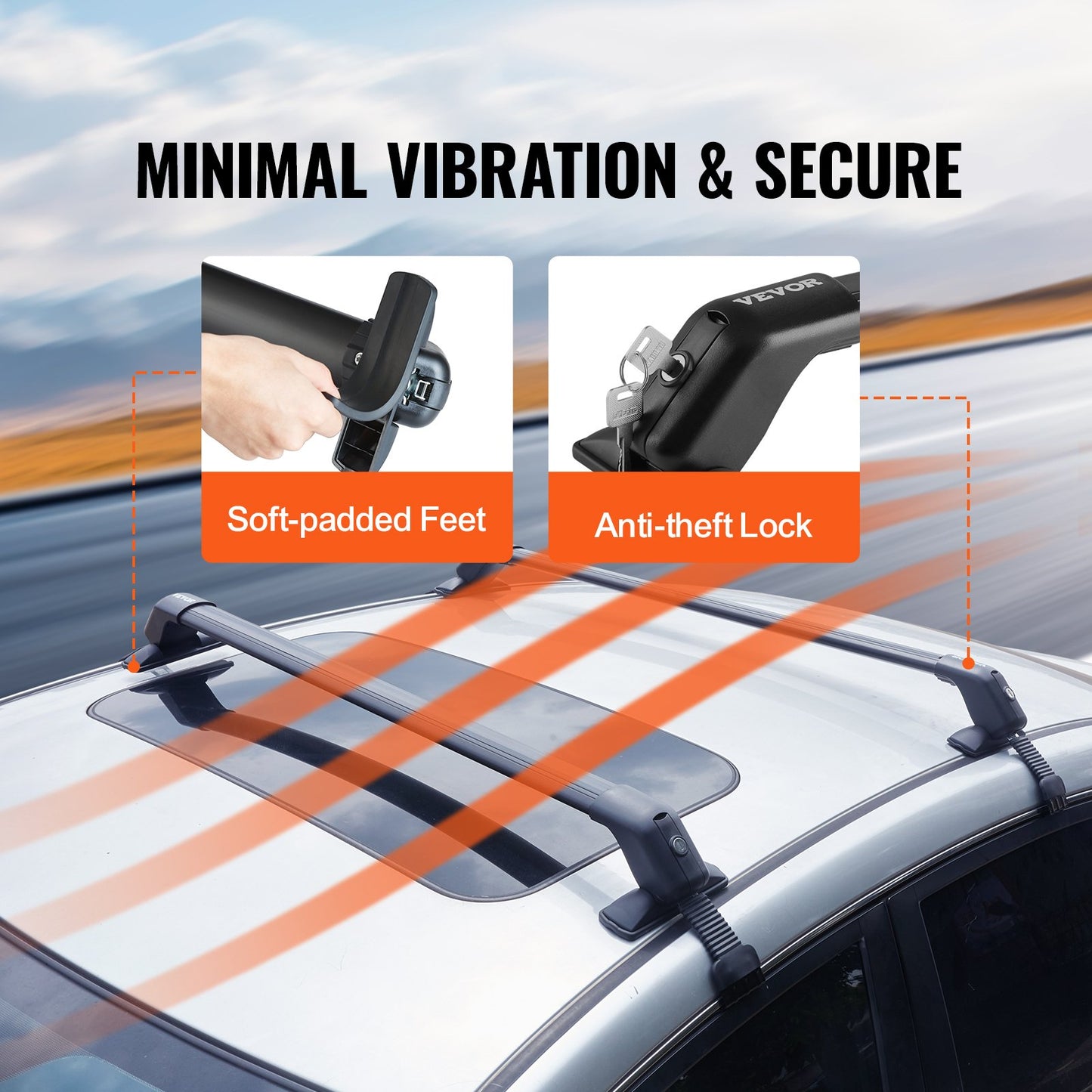 Universal Roof Rack Crossbar for Naked Roof Vehicle Aluminum with Lock - Image 6