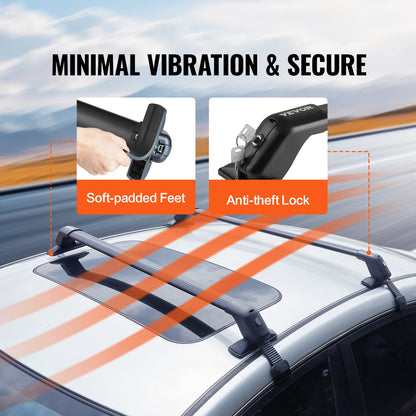 Universal Roof Rack Crossbar for Naked Roof Vehicle Aluminum with Lock - Image 6