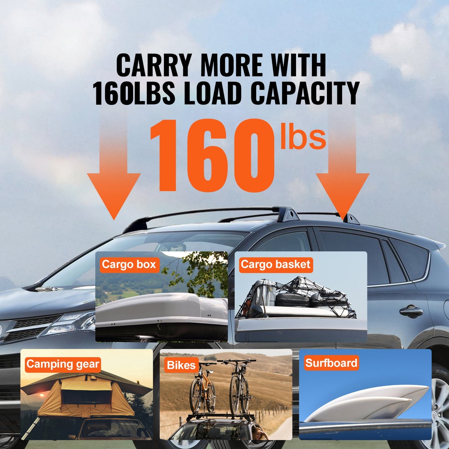 Roof Rack Cross Bars, Compatible with Toyota RAV4 2020-2023, 160lbs Load Capacity, Aluminum Anti-Rust Crossbars with Locks, Rooftop Cargo Bag Luggage Carrier (Not Fit for Adventure/TRD Off-Road) - Image 4