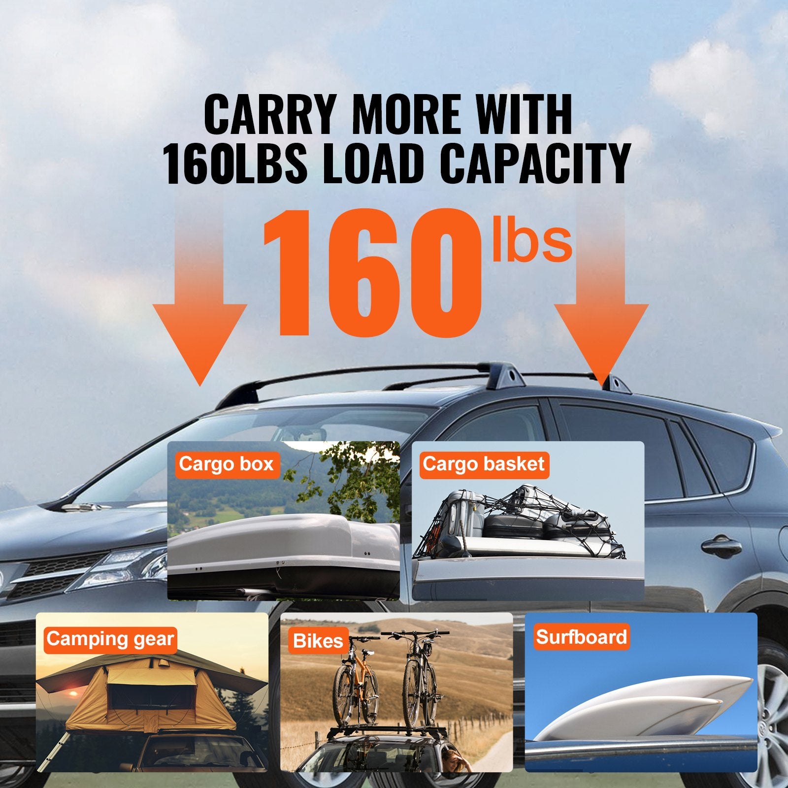 Roof Rack Cross Bars, Compatible with Toyota RAV4 2020-2023, 160lbs Load Capacity, Aluminum Anti-Rust Crossbars with Locks, Rooftop Cargo Bag Luggage Carrier (Not Fit for Adventure/TRD Off-Road) - Image 4