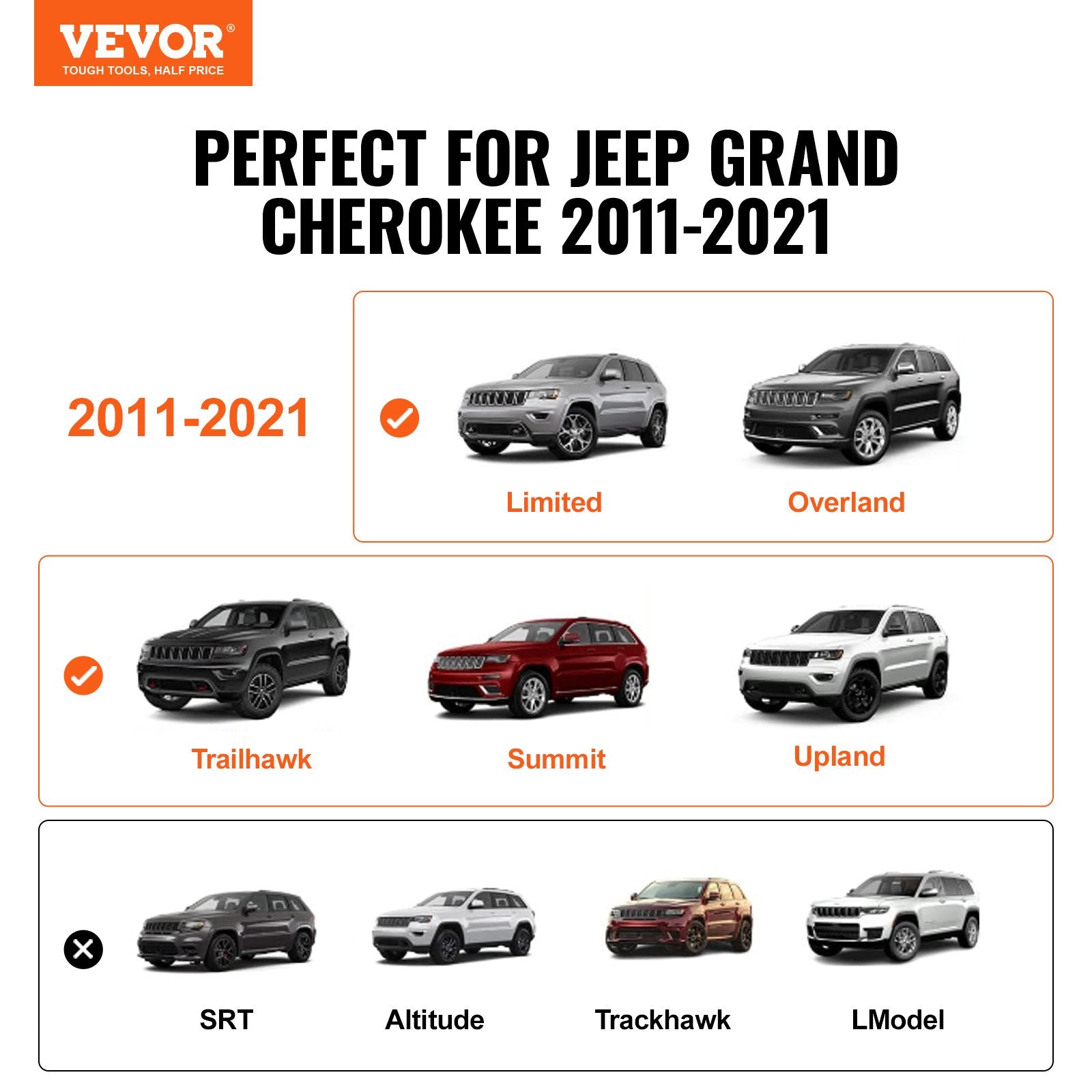 Roof Rack Crossbar for JEEP GRAND CHEROKEE 2011-2021 Aluminum with Lock - Image 2