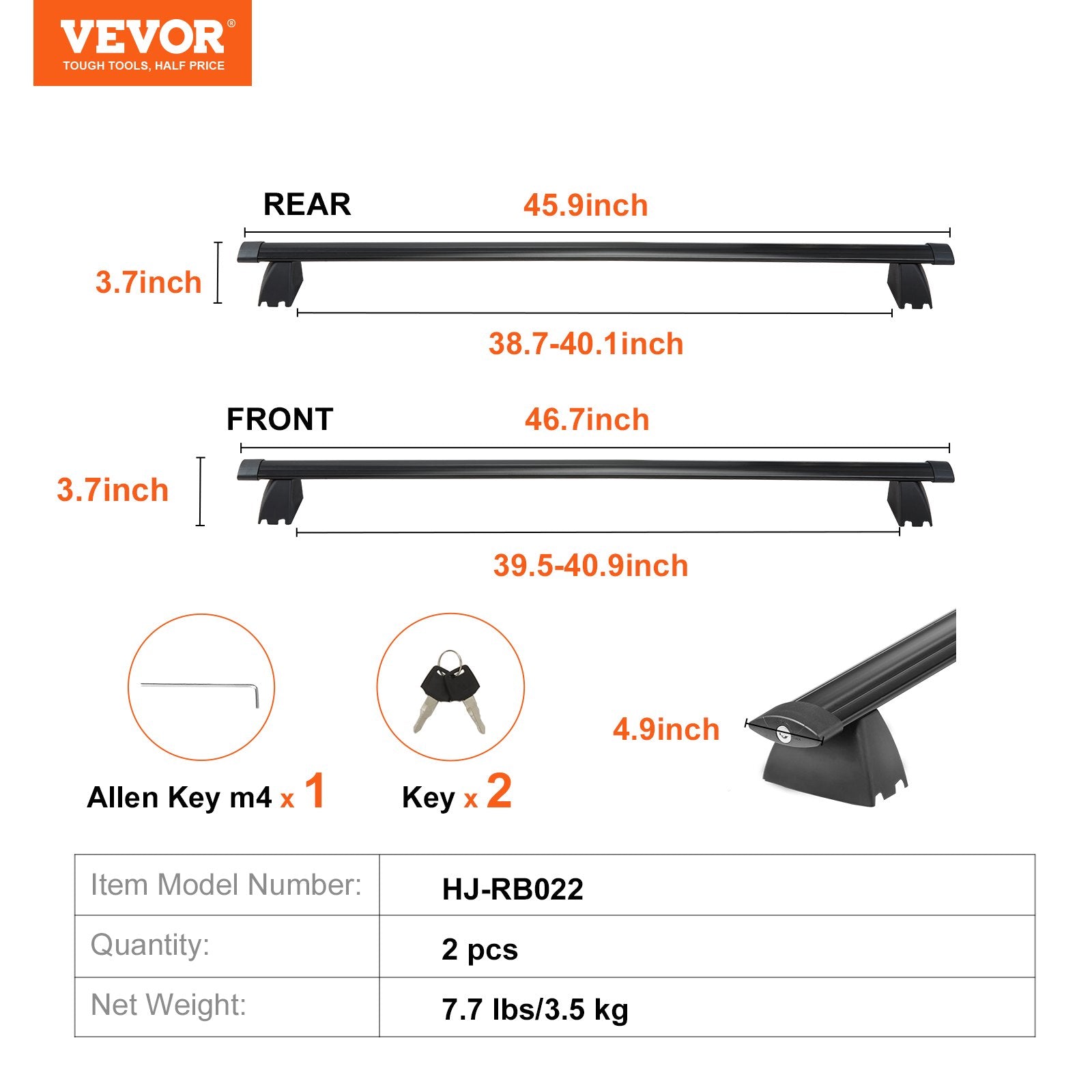 Roof Rack Crossbar for JEEP GRAND CHEROKEE 2011-2021 Aluminum with Lock - Image 7