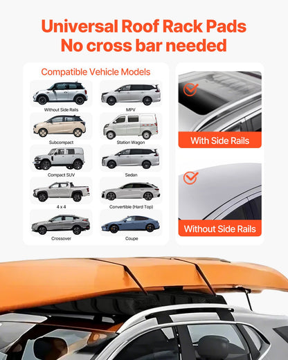 Soft Roof Rack Pads 33in 176lbs Load Capacity for Kayak Canoe Surfboard Luggage - Image 2