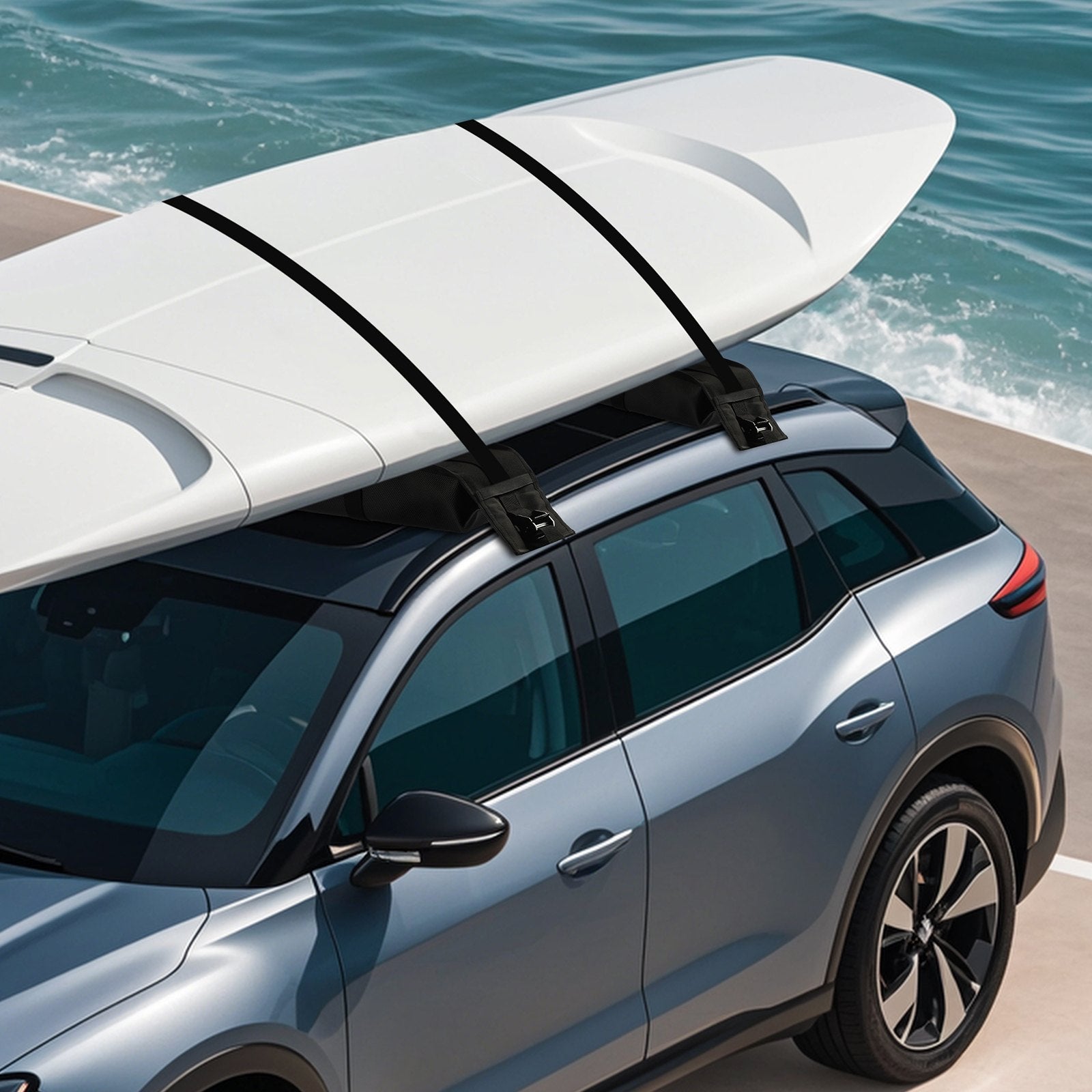 Soft Roof Rack Pads 33in 176lbs Load Capacity for Kayak Canoe Surfboard Luggage - Image 8