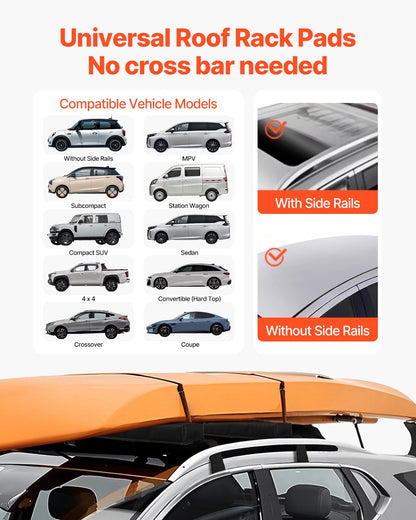 Soft Roof Rack Pads 15.5in 176lbs Load Capacity for Kayak Canoe Surfboard - Image 2