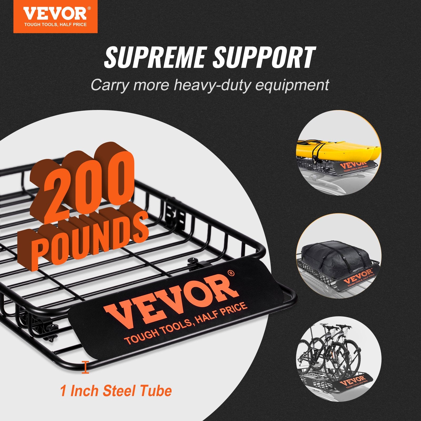 Roof Rack Cargo Basket 200 LBS Capacity 46"x36"x4.5" for SUV Truck Cars - Image 2