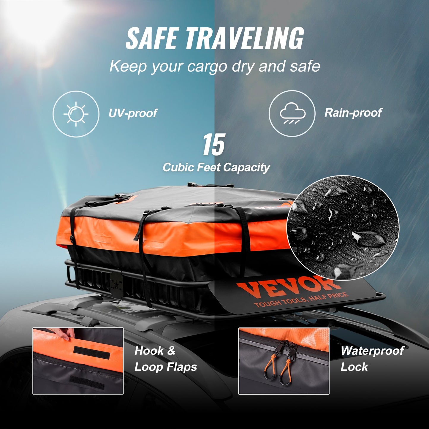 Roof Rack Cargo Basket 200 LBS 51"x36"x5" for SUV Truck with Luggage Bag - Image 5