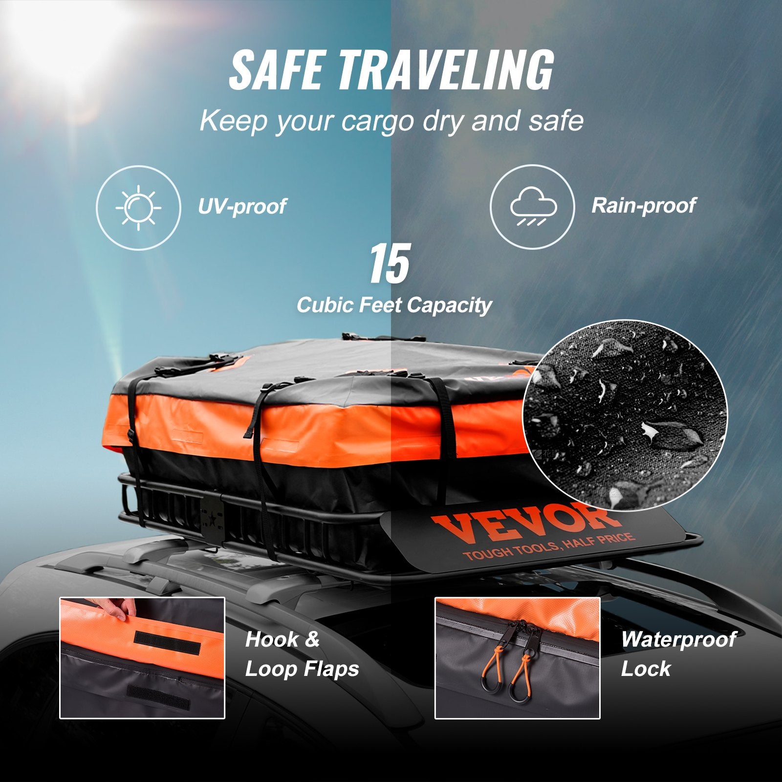 Roof Rack Cargo Basket 200 LBS 51"x36"x5" for SUV Truck with Luggage Bag - Image 5