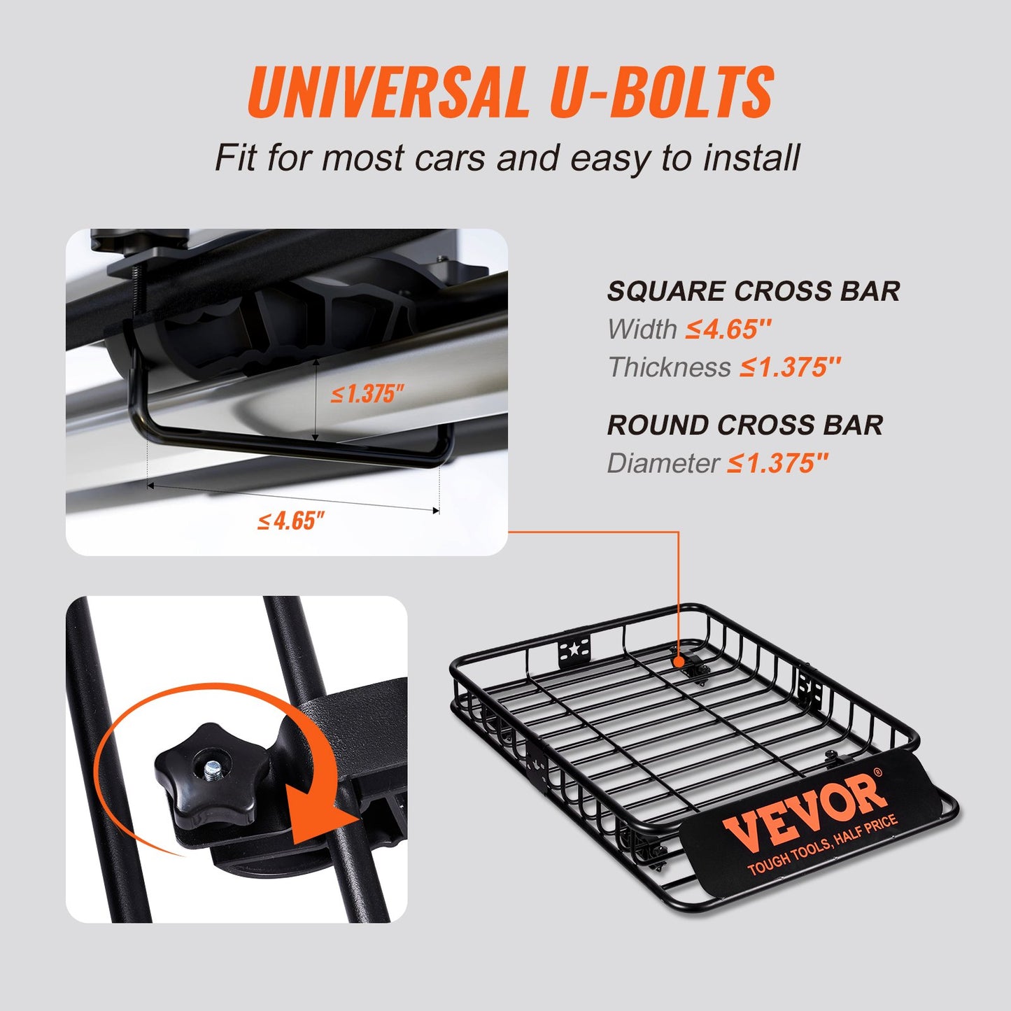 Roof Rack Cargo Basket 200 LBS 51"x36"x5" for SUV Truck with Luggage Bag - Image 6