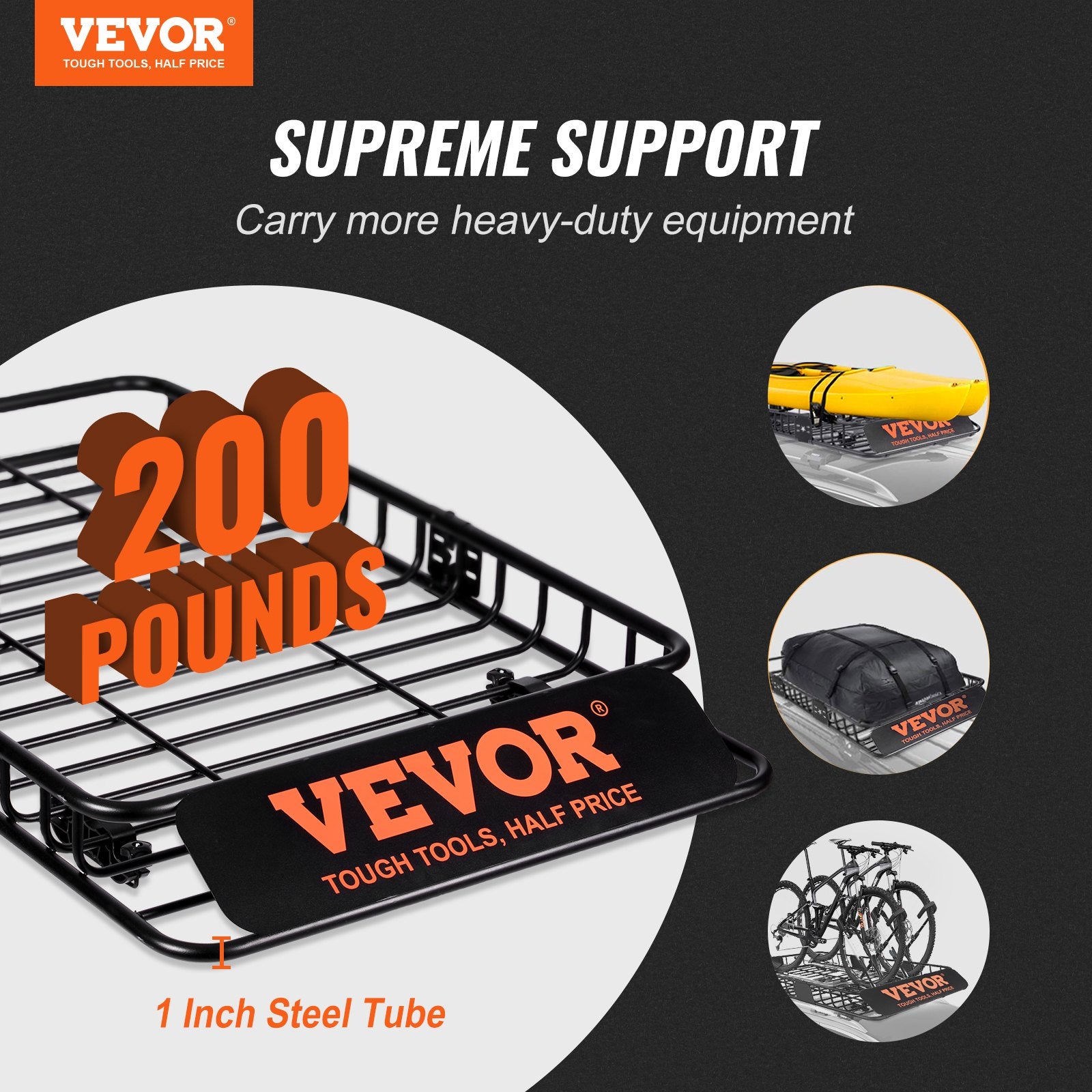 Roof Rack Cargo Basket 200 LBS Capacity Extension 64"x39"x6" for SUV Truck - Image 2