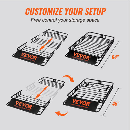 Roof Rack Cargo Basket 200 LBS Capacity Extension 64"x39"x6" for SUV Truck - Image 4