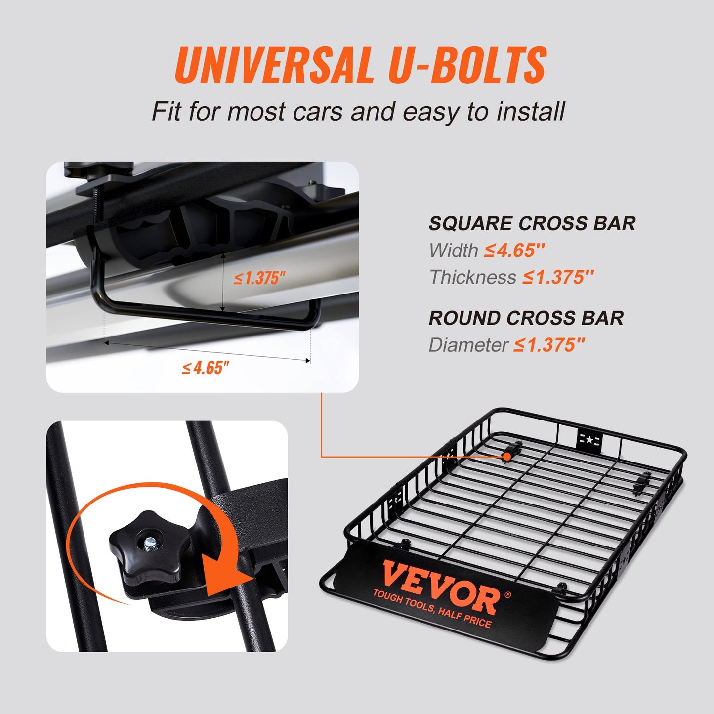 Roof Rack Cargo Basket 200 LBS Capacity Extension 64"x39"x6" for SUV Truck - Image 6