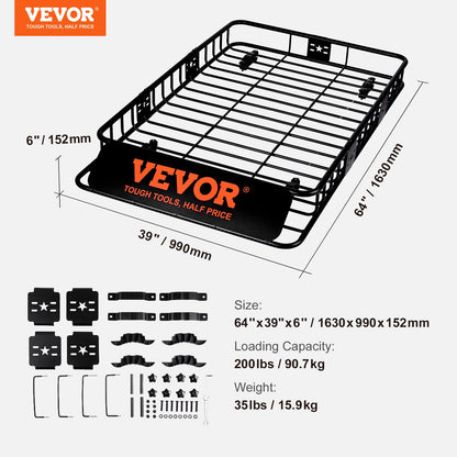 Roof Rack Cargo Basket 200 LBS Capacity Extension 64"x39"x6" for SUV Truck - Image 7