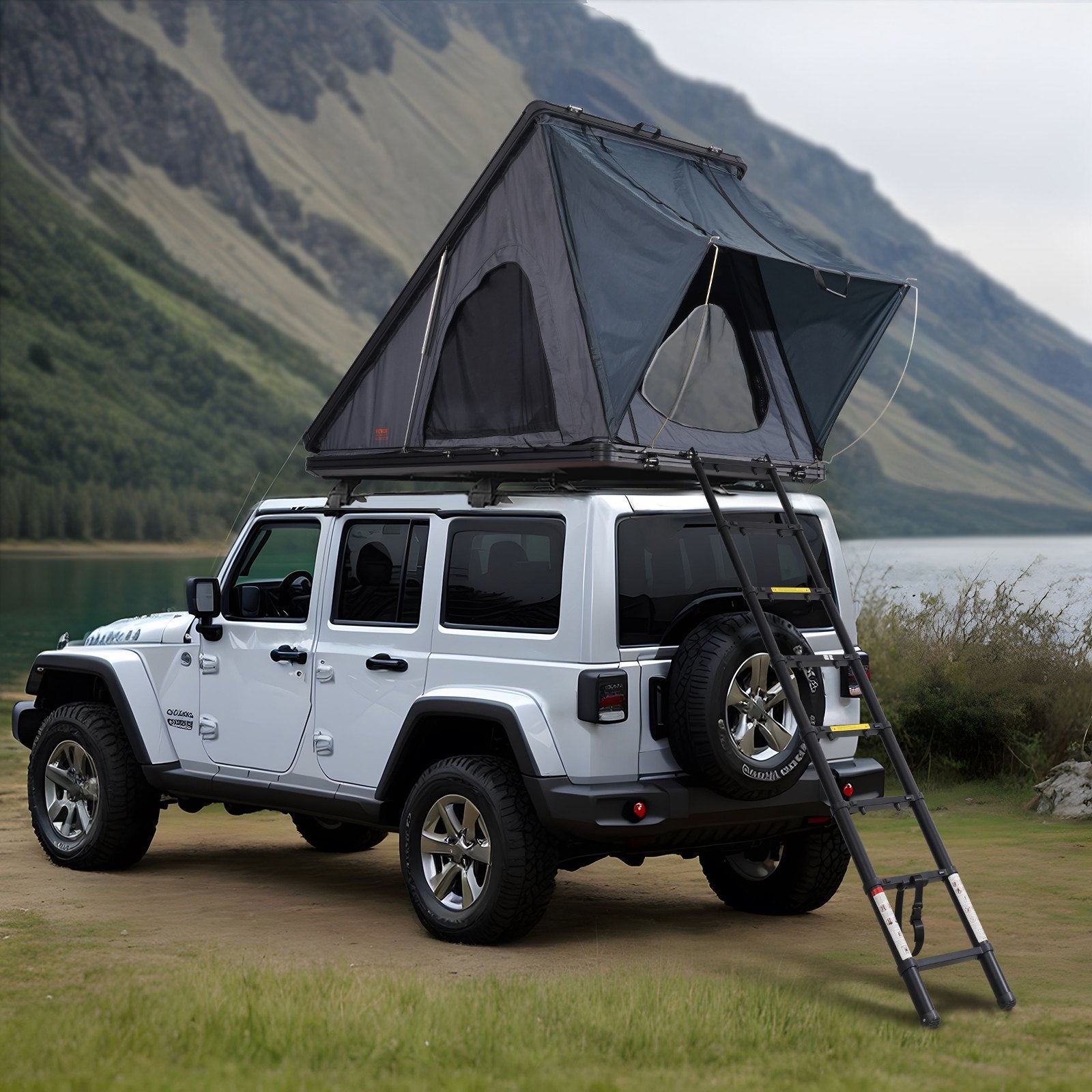 Rooftop Tent Hard Shell 2-3 Person Waterproof for Jeep SUV Truck w/ Ladder - Image 8