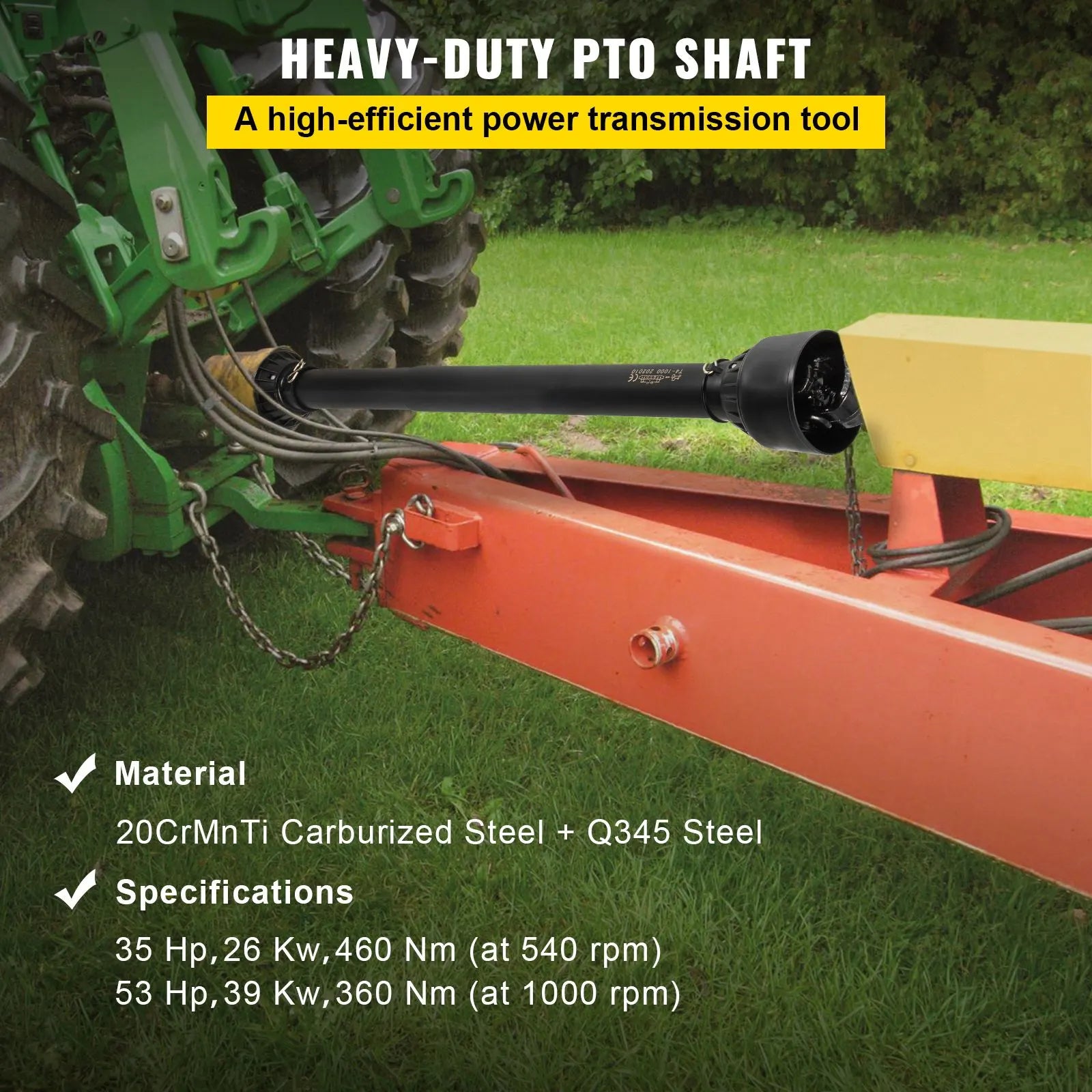 PTO Shaft PTO Drive Shaft 1-3/8" x 6 Spline Ends Round End T4 43"-61" - Image 2