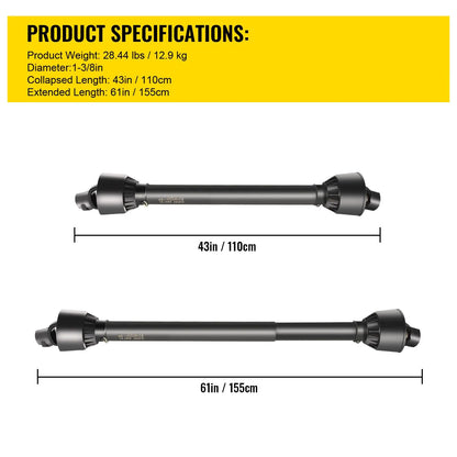 PTO Shaft PTO Drive Shaft 1-3/8" x 6 Spline Ends Round End T4 43"-61" - Image 7