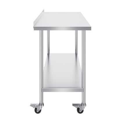 24 x 60 x 40 Inch Stainless Steel Work Table, Commercial Food Prep Worktable with Casters, Heavy Duty Prep Worktable, Metal Work Table with Adjustable Height for Restaurant, Home and Hotel - Image 9