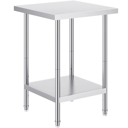 Stainless Steel Prep Table, 24 x 24 x 34 Inch, Heavy Duty Metal Worktable with 3 Adjustable Height Levels, Commercial Workstation for Kitchen Garage Restaurant Backyard - Image 9