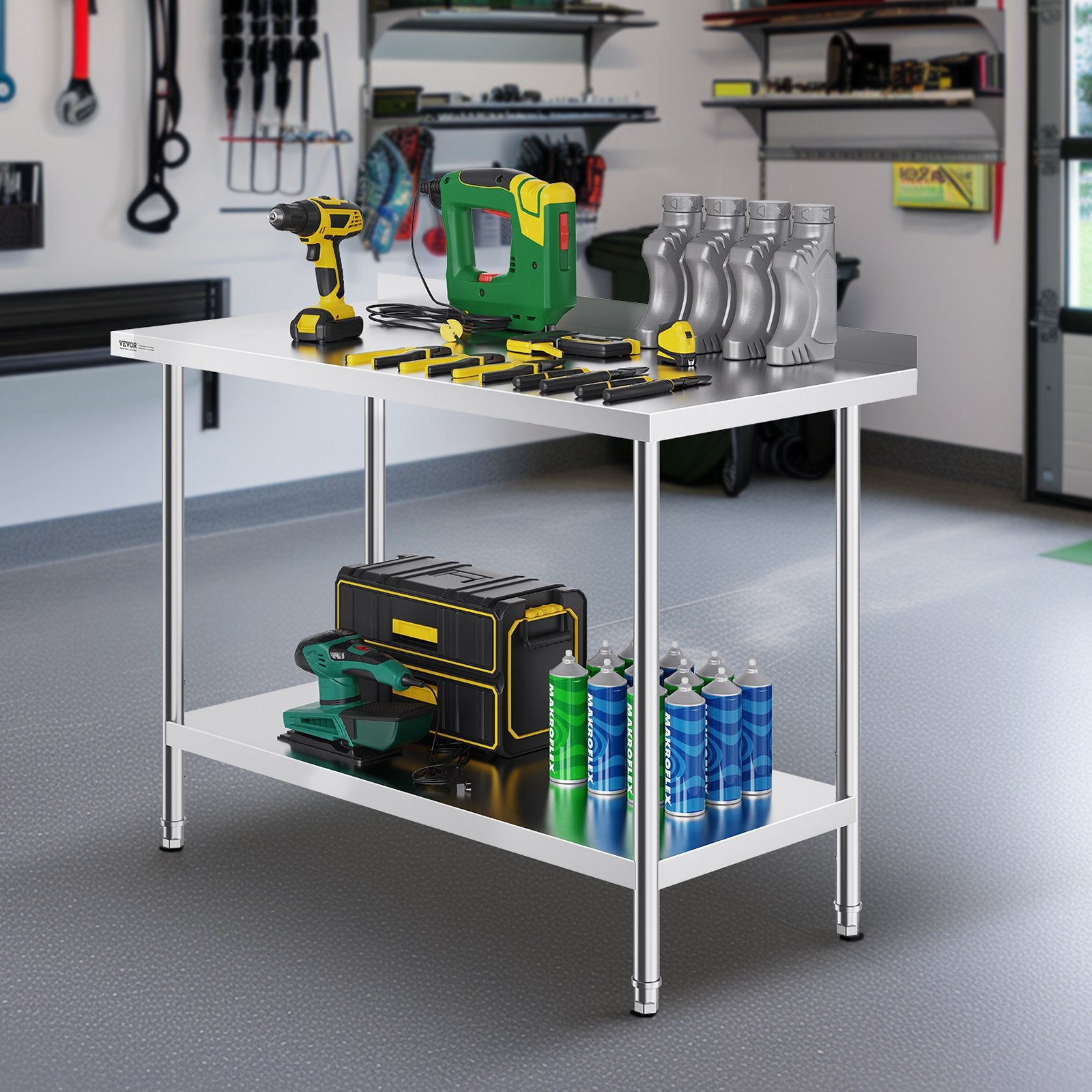 24 x 48 x 36 Inch Stainless Steel Work Table, Commercial Food Prep Worktable Heavy Duty Prep Worktable, Metal Work Table with Adjustable Height for Restaurant, Home and Hotel - Image 8