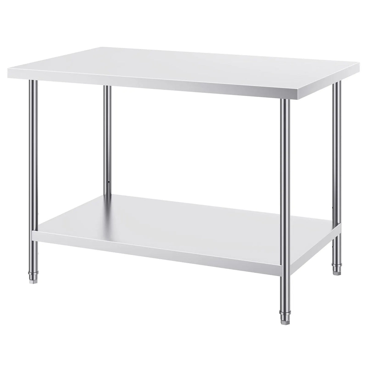 Stainless Steel Prep Table, 30 x 48 x 34 Inch, Heavy Duty Metal Worktable with 3 Adjustable Height Levels, Commercial Workstation for Kitchen Garage Restaurant Backyard