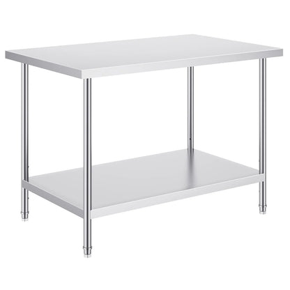 Stainless Steel Prep Table, 30 x 48 x 34 Inch, Heavy Duty Metal Worktable with 3 Adjustable Height Levels, Commercial Workstation for Kitchen Garage Restaurant Backyard - Image 9