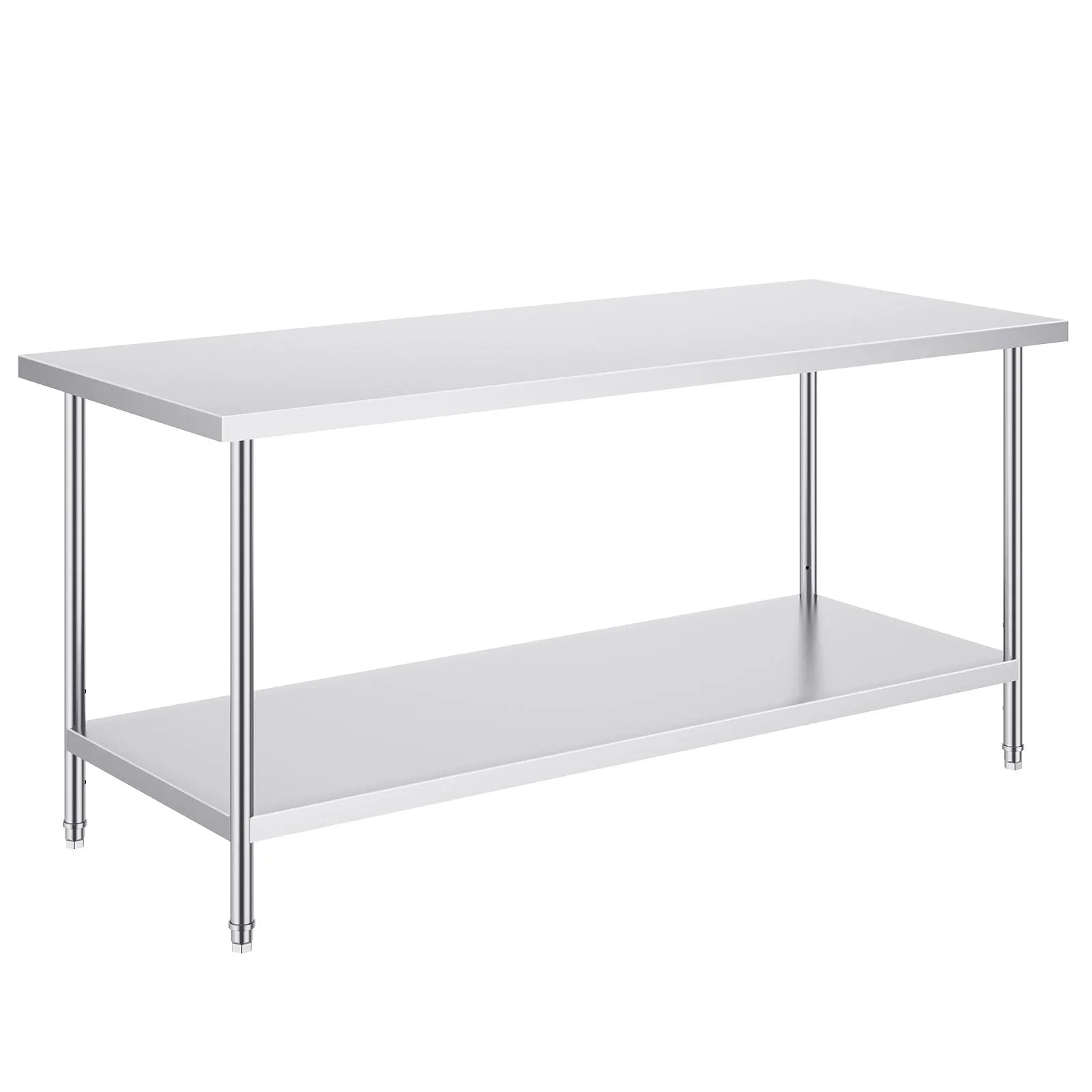 Stainless Steel Prep Table, 30 x 72 x 34 Inch, Heavy Duty Metal Worktable with 3 Adjustable Height Levels, Commercial Workstation for Kitchen Garage Restaurant Backyard - Image 9