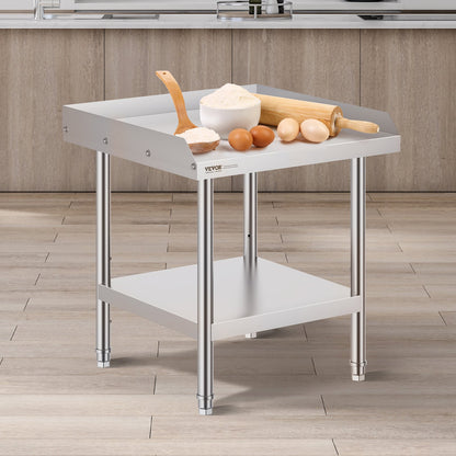 Stainless Steel Work Table, 24 x 24 x 26 Inch Commercial Food Prep Worktable, 3-Sided Backsplash Heavy Duty Prep Worktable, Metal Work Table with Adjustable Height for Restaurant Home Hotel - Image 8