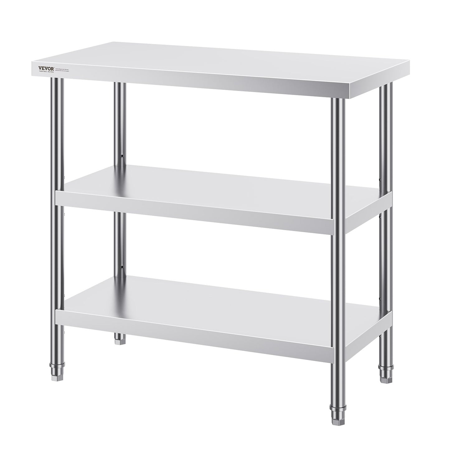Stainless Steel Food Prep Table, 18 x 36 x 34 Inch Commercial Kitchen Worktable, with 2 Adjustable Undershelf, Heavy Duty Prep Table Metal Work Table for BBQ, Kitchen, Home, and Garage