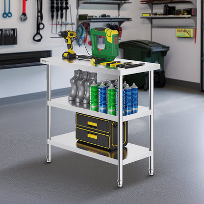 Stainless Steel Food Prep Table, 18 x 36 x 34 Inch Commercial Kitchen Worktable, with 2 Adjustable Undershelf, Heavy Duty Prep Table Metal Work Table for BBQ, Kitchen, Home, and Garage - Image 8