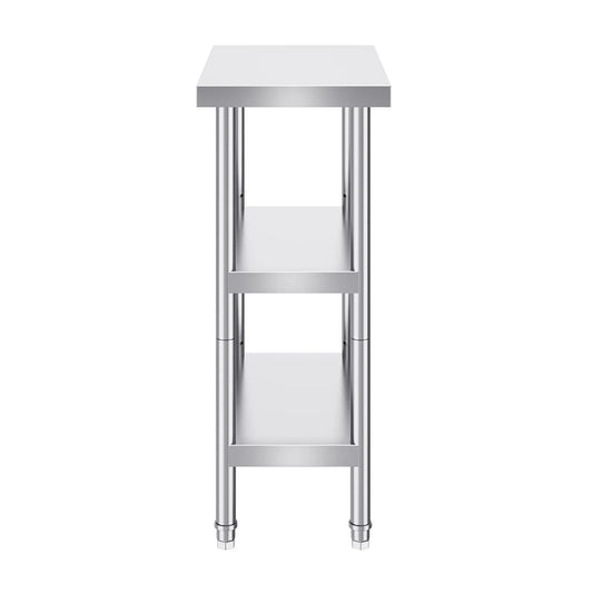 Stainless Steel Food Prep Table, 14 x 24 x 34 Inch Commercial Kitchen Worktable, with 2 Adjustable Undershelf, Heavy Duty Prep Table Metal Work Table for BBQ, Kitchen, Home, and Garage