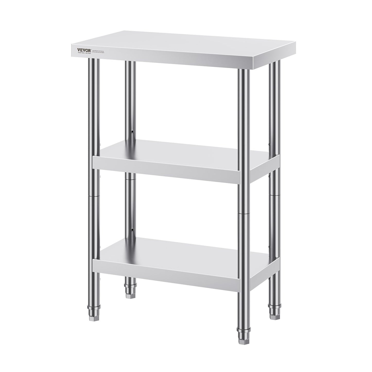 Stainless Steel Food Prep Table, 14 x 24 x 34 Inch Commercial Kitchen Worktable, with 2 Adjustable Undershelf, Heavy Duty Prep Table Metal Work Table for BBQ, Kitchen, Home, and Garage