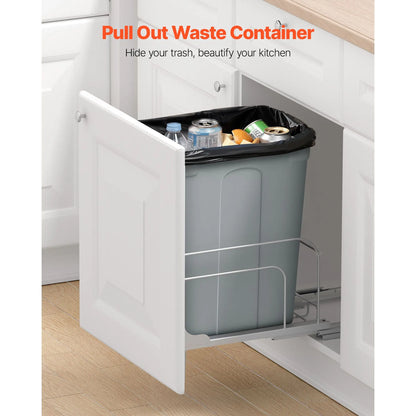 Pullout Trash Can for Kitchen Cabinets, Garbage Waste Recycling Bin, Under Mount Waste Container, with Heavy Duty Metal Soft Close Sliding System and Door Kit, for Sink, Under Counter - Image 2