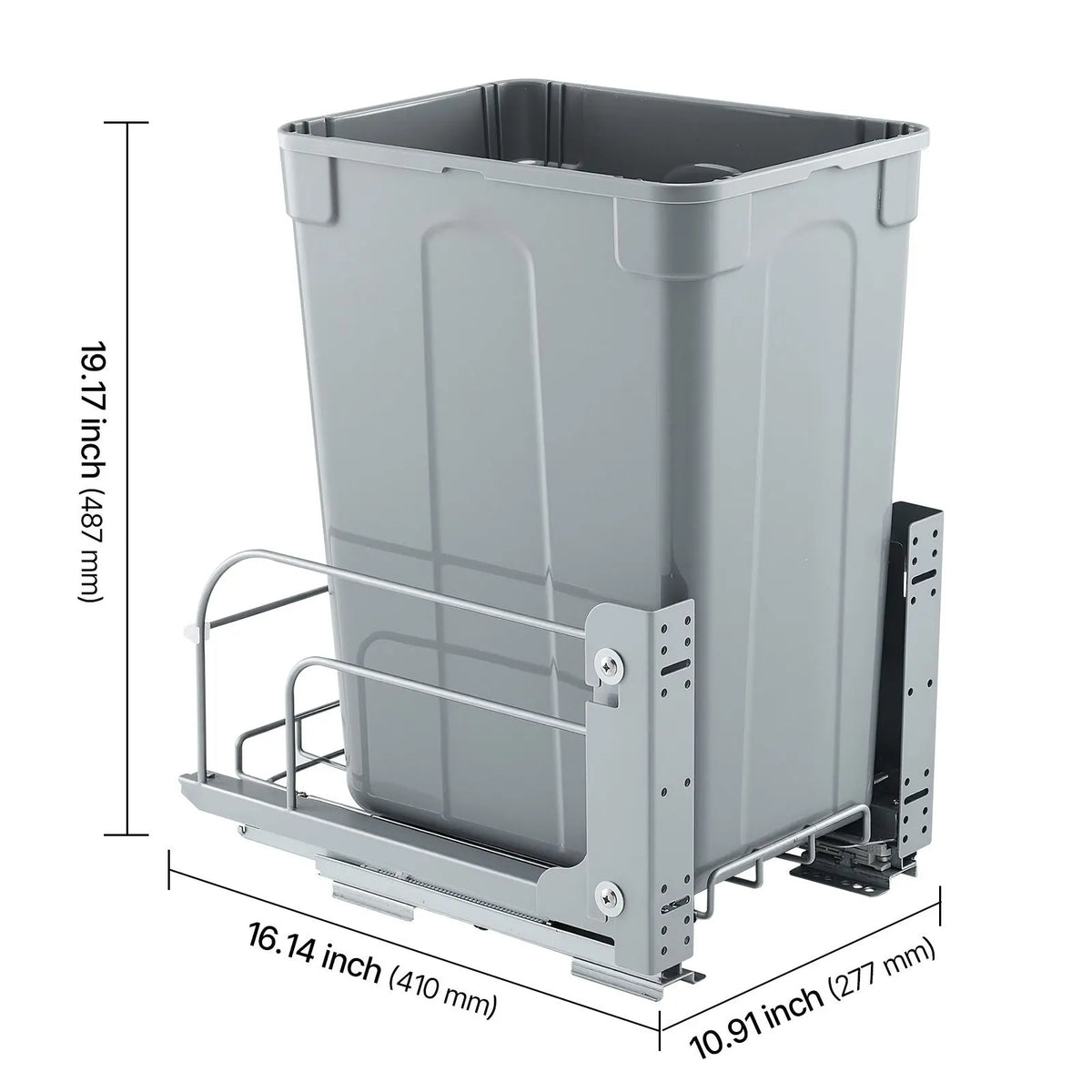 Pullout Trash Can for Kitchen Cabinets, Garbage Waste Recycling Bin, Under Mount Waste Container, with Heavy Duty Metal Soft Close Sliding System and Door Kit, for Sink, Under Counter - Image 8