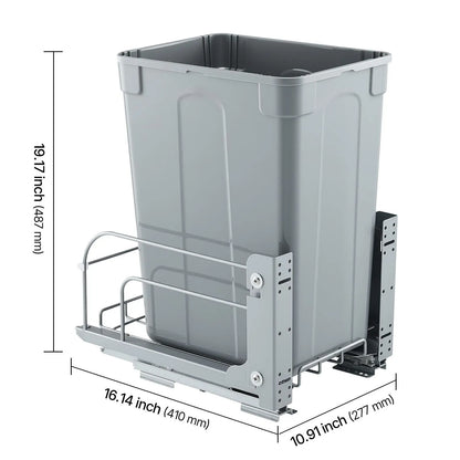 Pullout Trash Can for Kitchen Cabinets, Garbage Waste Recycling Bin, Under Mount Waste Container, with Heavy Duty Metal Soft Close Sliding System and Door Kit, for Sink, Under Counter - Image 8