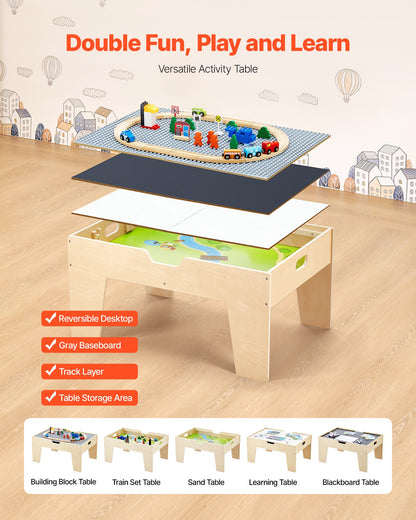 Multi-Purpose Activity Play Table 290 Building Bricks & 30 PCS Accessories - Image 2