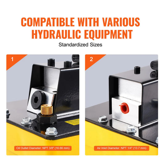 10,000PSI Air Hydraulic Pump, 2.3 L Reservoir, NPT 3/8 In Oil Outlet, NPT 1/4 In Inlet, Air Actuated Foot Pump with Remote Control Actuator, for Automobile Frame Machine & Hydraulic Press - Image 5