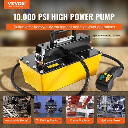 10,000PSI Air Hydraulic Pump, 2.3 L Reservoir, NPT 3/8 In Oil Outlet, NPT 1/4 In Inlet, Air Actuated Foot Pump with Remote Control Actuator, for Automobile Frame Machine & Hydraulic Press - Image 2