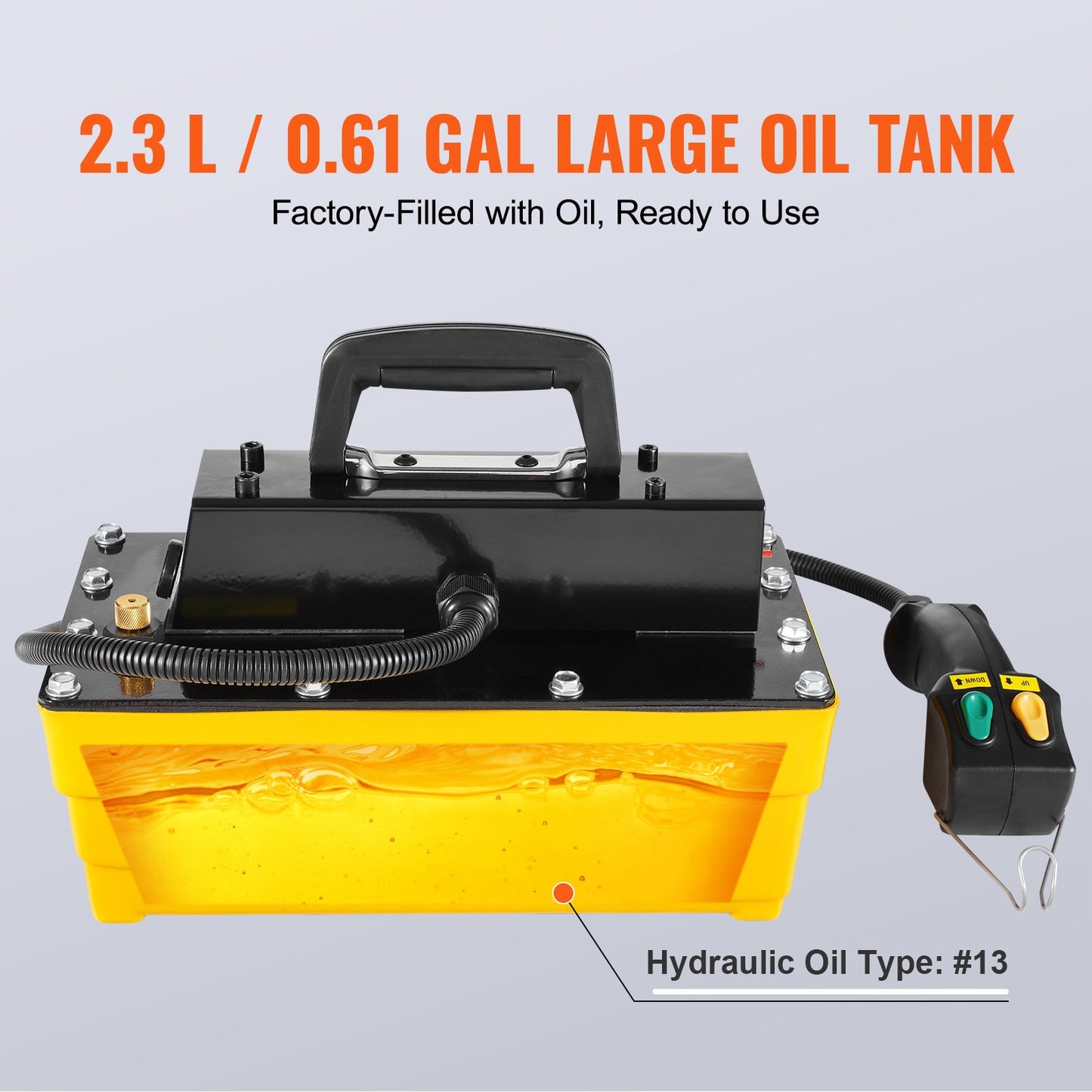 10,000PSI Air Hydraulic Pump, 2.3 L Reservoir, NPT 3/8 In Oil Outlet, NPT 1/4 In Inlet, Air Actuated Foot Pump with Remote Control Actuator, for Automobile Frame Machine & Hydraulic Press - Image 4