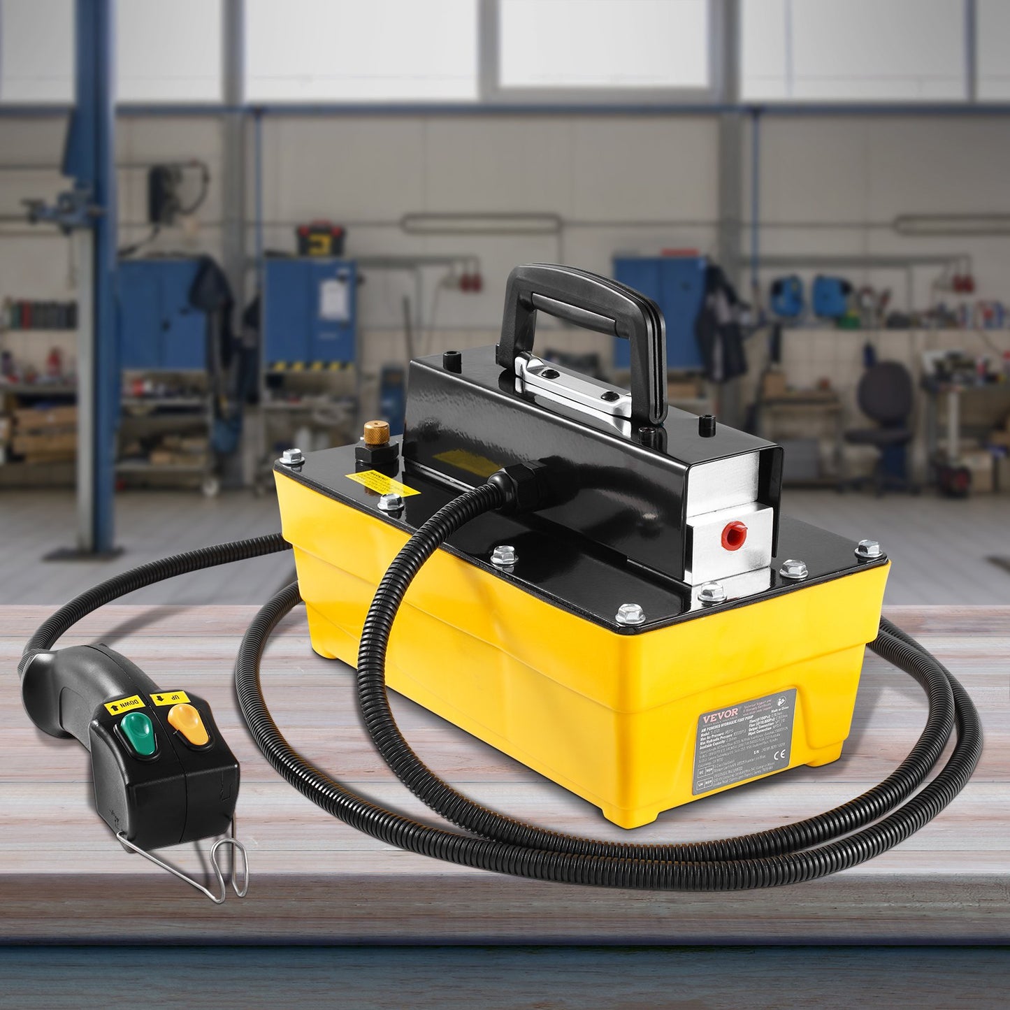 10,000PSI Air Hydraulic Pump, 2.3 L Reservoir, NPT 3/8 In Oil Outlet, NPT 1/4 In Inlet, Air Actuated Foot Pump with Remote Control Actuator, for Automobile Frame Machine & Hydraulic Press - Image 8