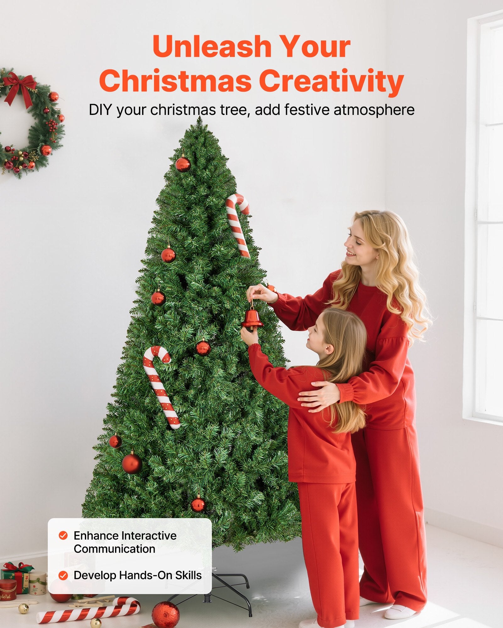 Christmas Tree, 1.8m Artificial Xmas Tree, Full Holiday Decor Trees with 1250 Branch Tips & Sturdy Metal Base for Home Party Office Decoration - Image 5