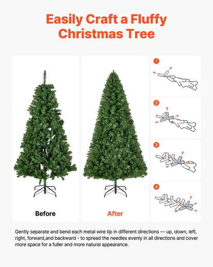 Christmas Tree, 1.8m Artificial Xmas Tree, Full Holiday Decor Trees with 1250 Branch Tips & Sturdy Metal Base for Home Party Office Decoration - Image 6