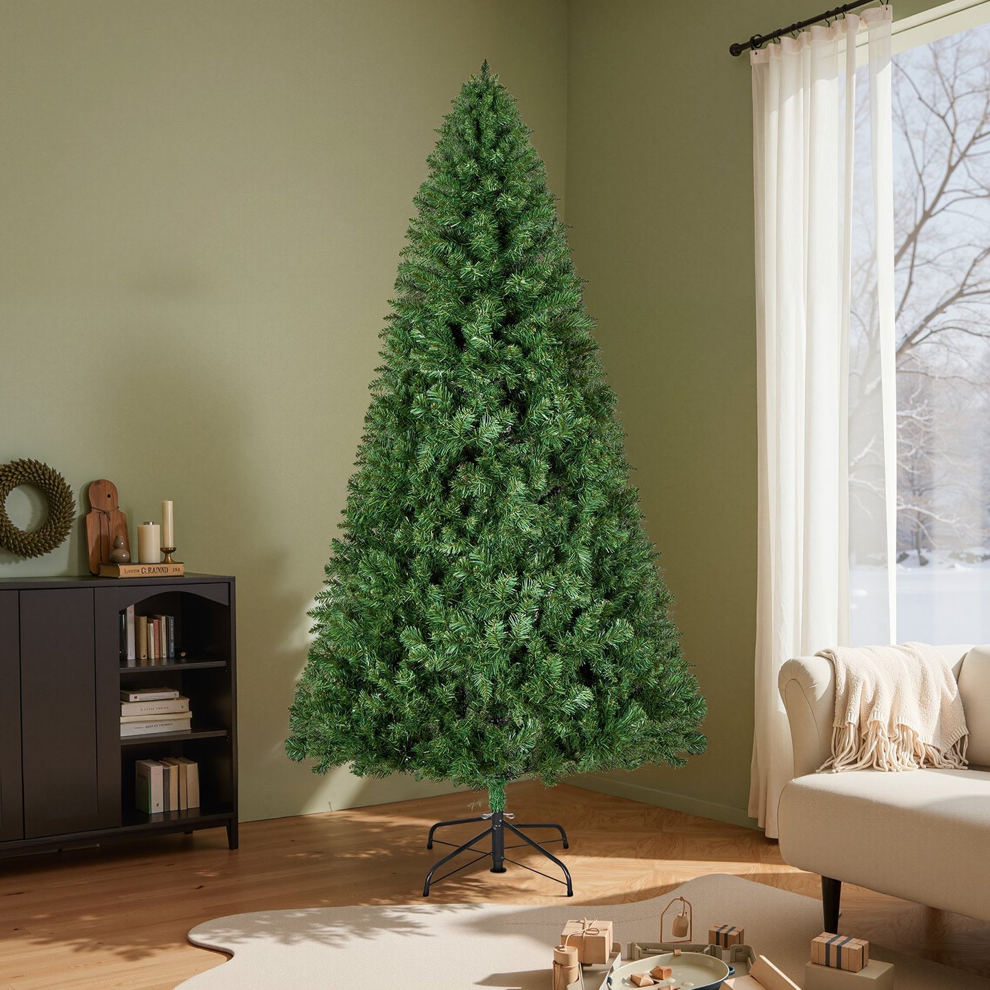 Christmas Tree, 1.8m Artificial Xmas Tree, Full Holiday Decor Trees with 1250 Branch Tips & Sturdy Metal Base for Home Party Office Decoration - Image 8