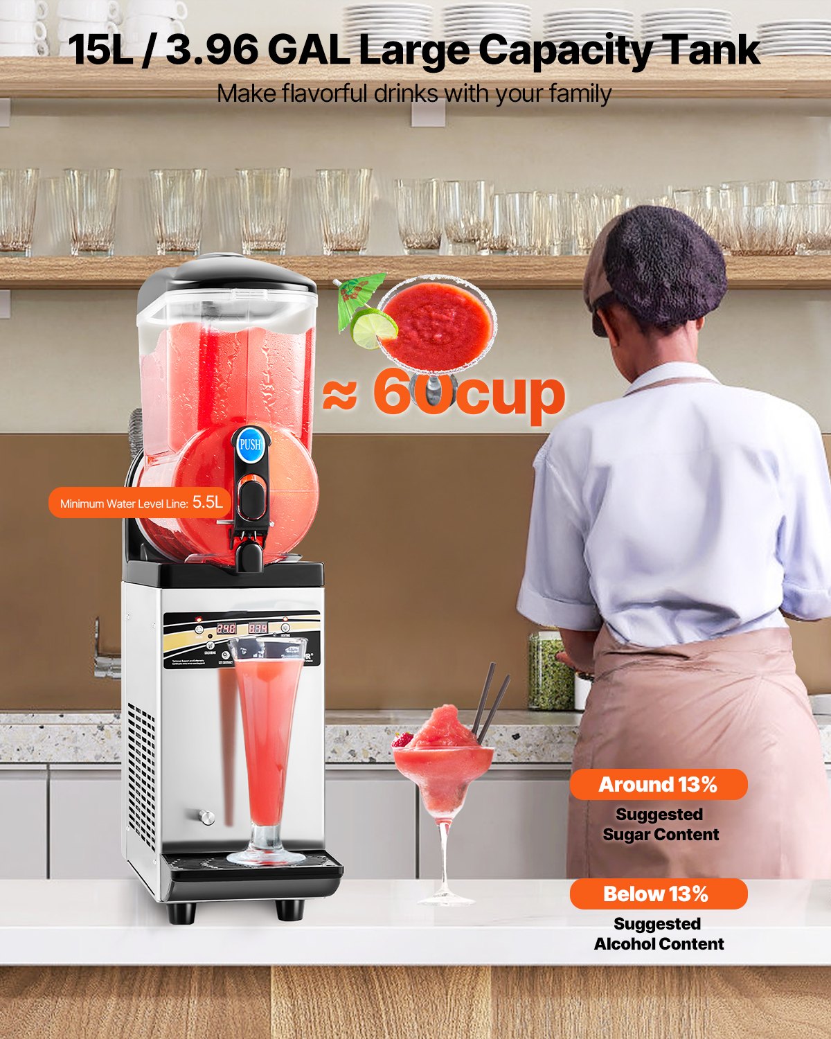 Commercial Slushy Machine 15L Margarita Smoothie Frozen Drink Maker - Image 2